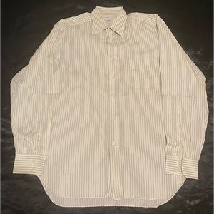 ZEGNA Shirt (L, Green/Stiped, Cotton)